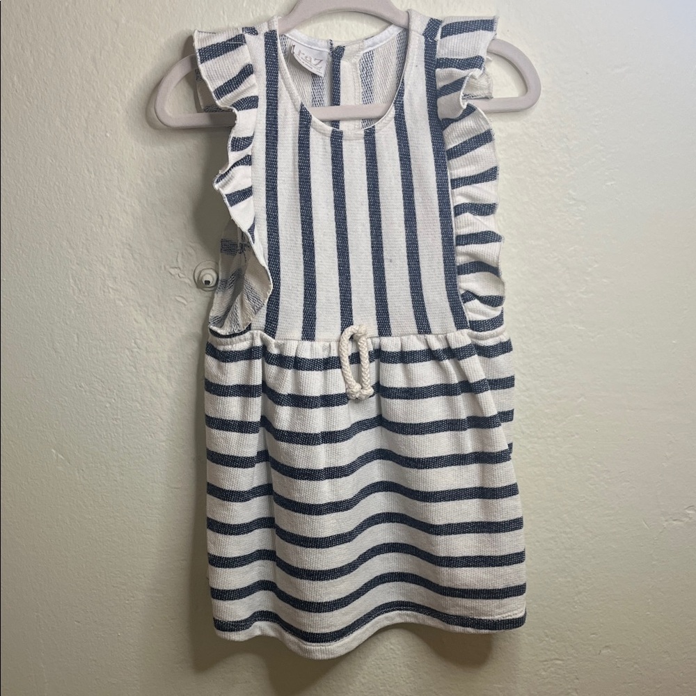 Paz Rodriguez Striped Navy and White Girl Dress